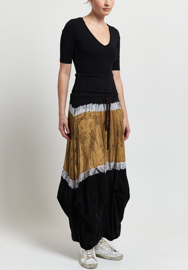 Gilda Midani Balloon Skirt in Striped Black/ Saffron