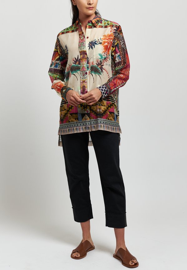 Etro Cotton/ Silk Sheer Floral Mosaic Print Shirt in Multicolor | Santa ...