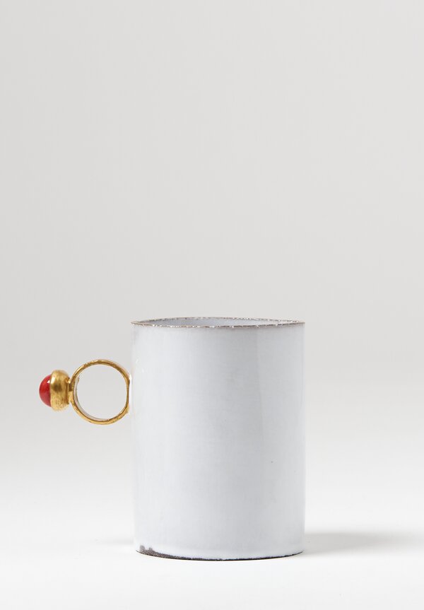 Astier de Villatte Serena Red Ring Mug in White