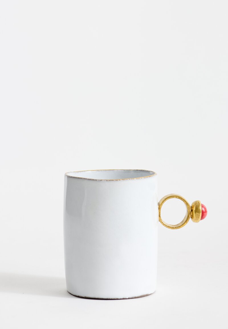 Astier de Villatte Serena Red Ring Mug in White	