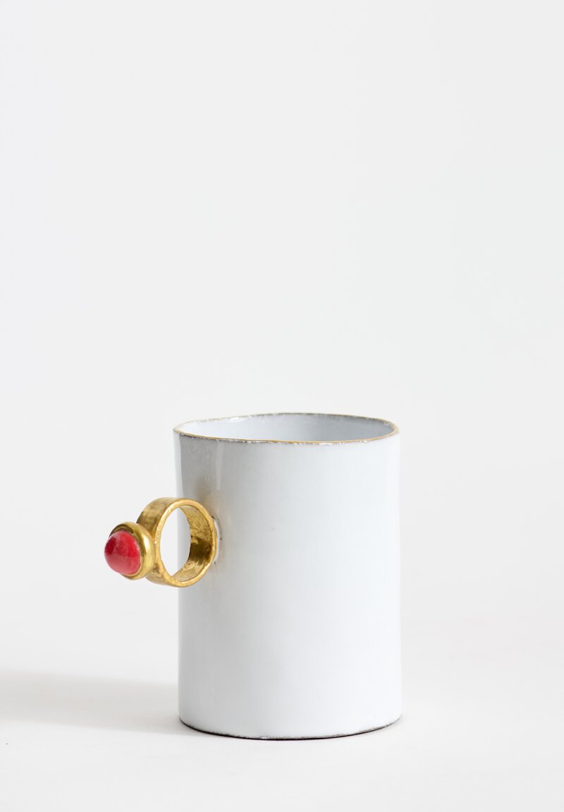 Astier de Villatte Serena Red Ring Mug in White	