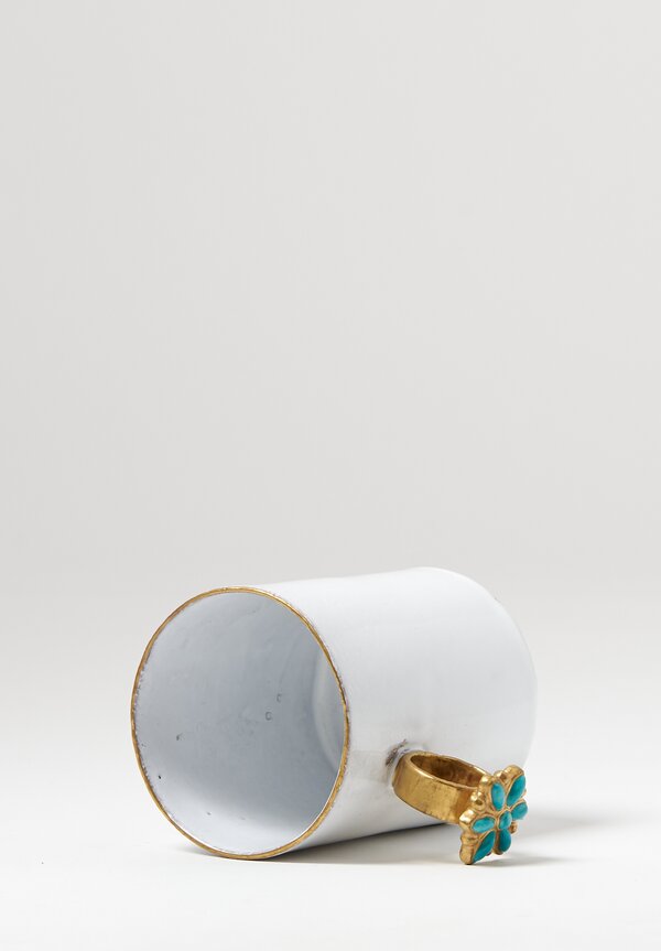 Astier de Villatte Serena Blue Flower Ring Mug in White
