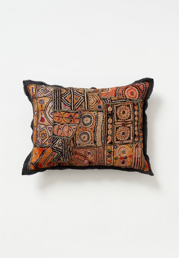 Vintage Banjara Metallic Embroidered Small Pillow in Warm Multi I	
