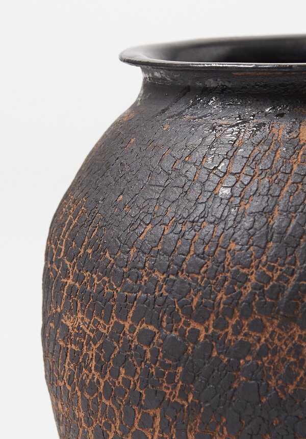 Peter Speliopoulos Ceramic Crackle 9" Vessel Black	