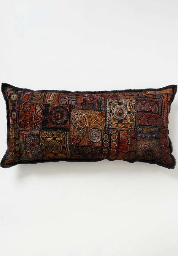 Vintage Banjara Metallic Embroidered XLarge Pillow	