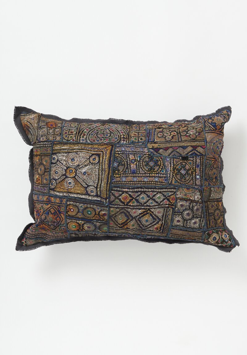 Vintage Banjara Metallic Embroidered Large Pillow	