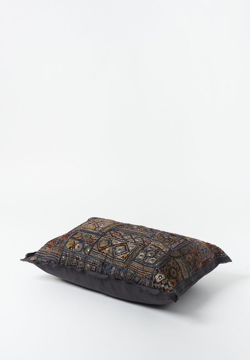 Vintage Banjara Metallic Embroidered Large Pillow	