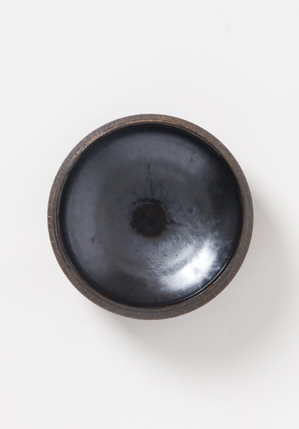 Peter Speliopoulos Ceramic Crackle Small Low Bowl Black	