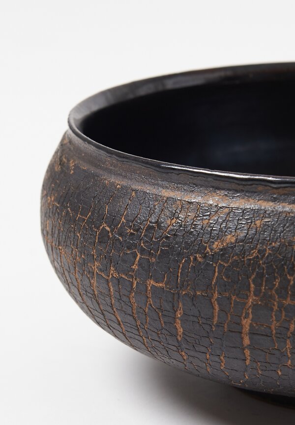 Peter Speliopoulos Ceramic Crackle Small Low Bowl Black	