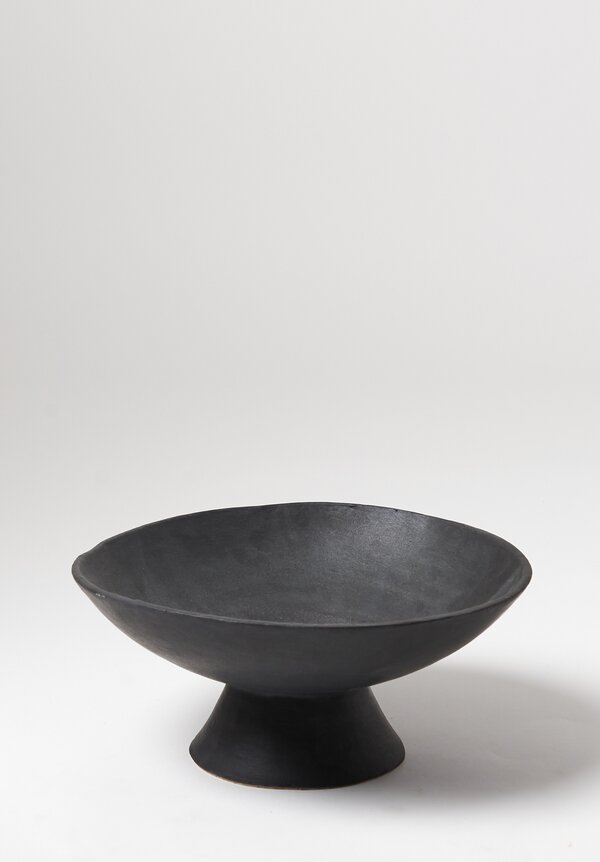 Danny Kaplan Handmade Low Pedestal Bowl in Matte Black	