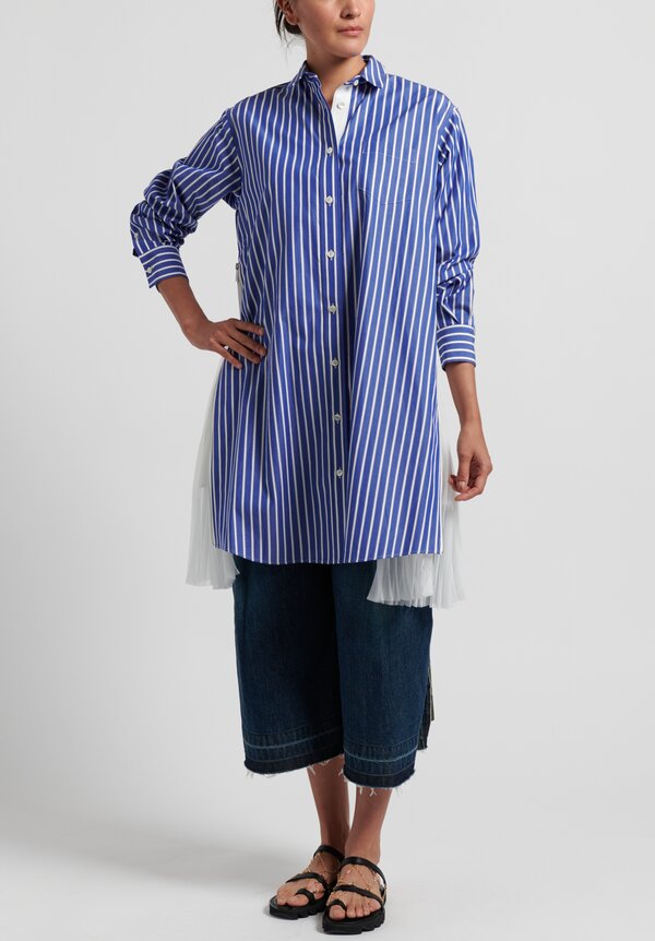 Sacai Cotton Side Pleated Stripe Tunic	