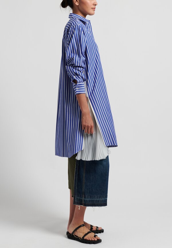 Sacai Cotton Side Pleated Stripe Tunic	