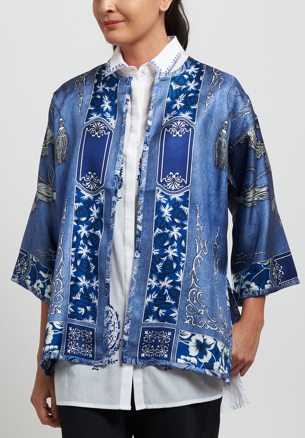 Etro Silk Bandana Print Reversible Jacket in Blue