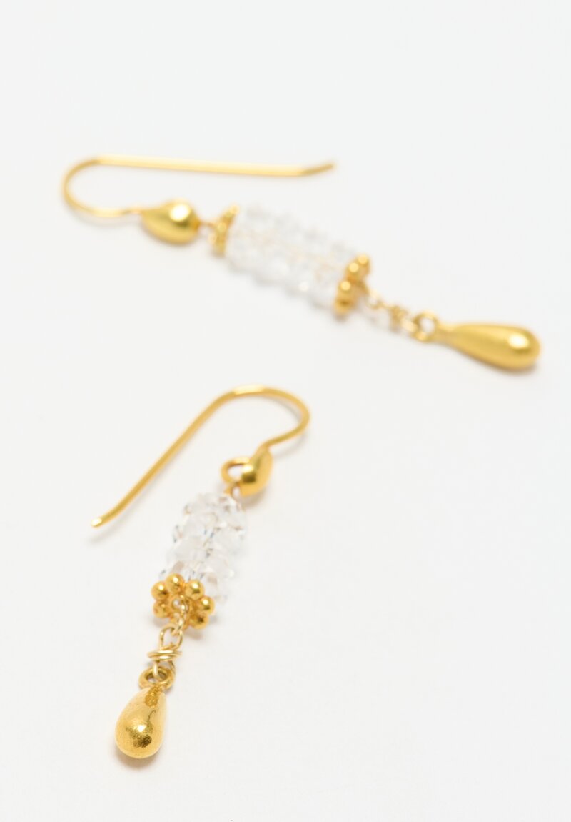 Greig Porter 18K, Herkimer Diamond Bead & Teardrop Dangle Earrings	