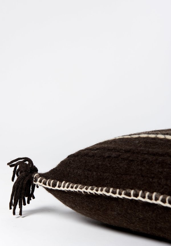 British Wool Striped & Tassel Lumbar Cushion	