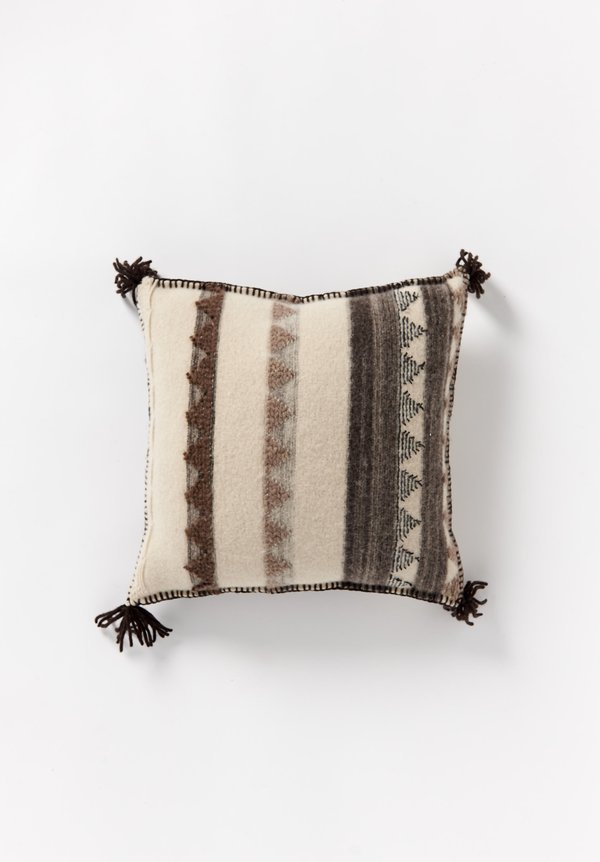 British Wool, Geometric Tassel Square Cushion in Cream	