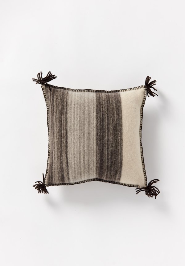 British Wool, Geometric Tassel Square Cushion in Cream	