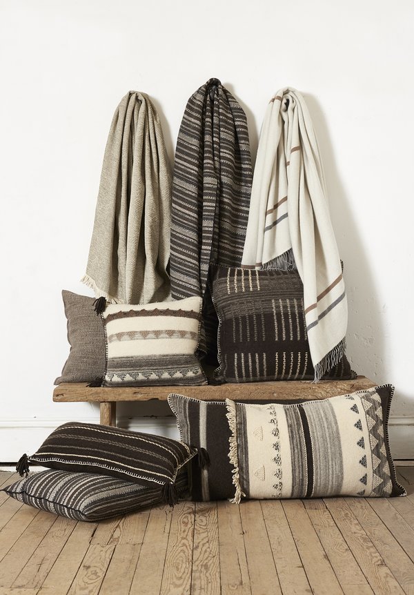 British Wool Geometric Large Rectangle Cushion	