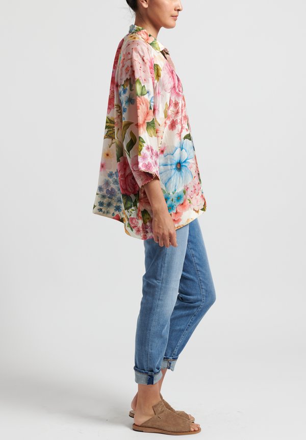 Péro Silk Floral Button Down Shirt in Multi