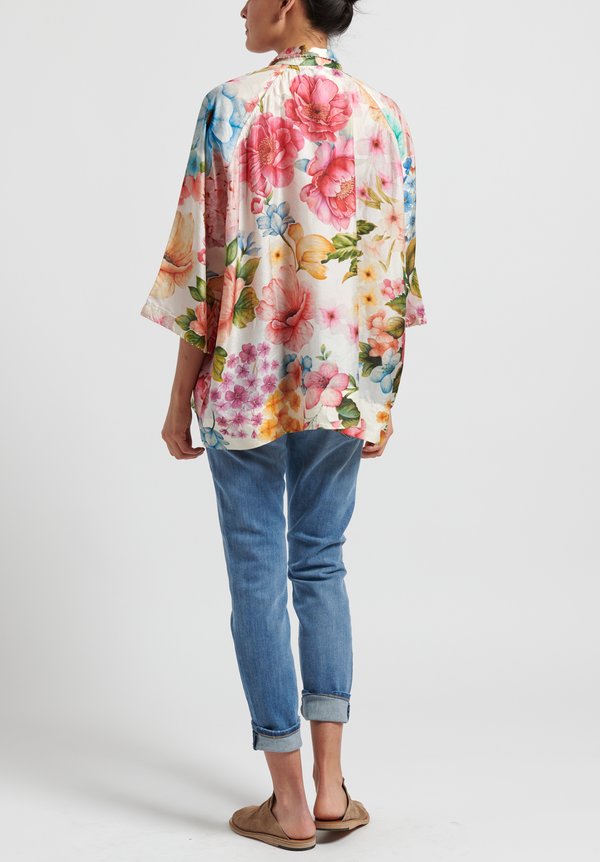 Péro Silk Floral Button Down Shirt in Multi