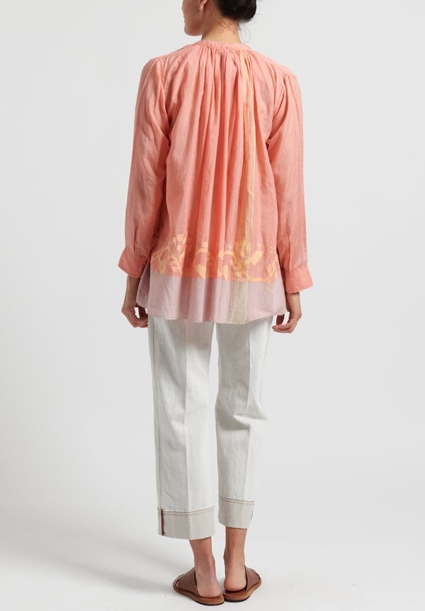 Péro Cotton/ Silk Gathered Button Down Shirt in Pink