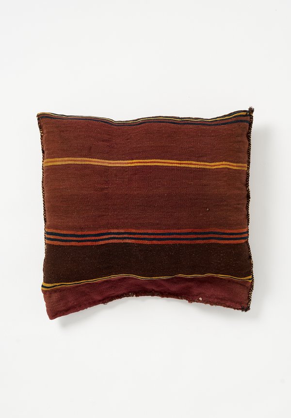 Antique and Vintage Wool Afghan Soumak Pillow in Orange	