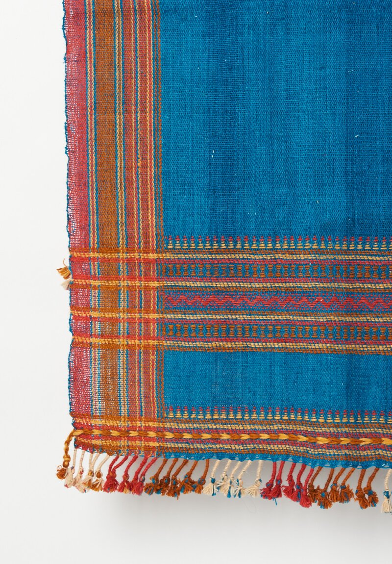 Antique and Vintage Bhujodi Tassel Throw in Deep Turquoise	
