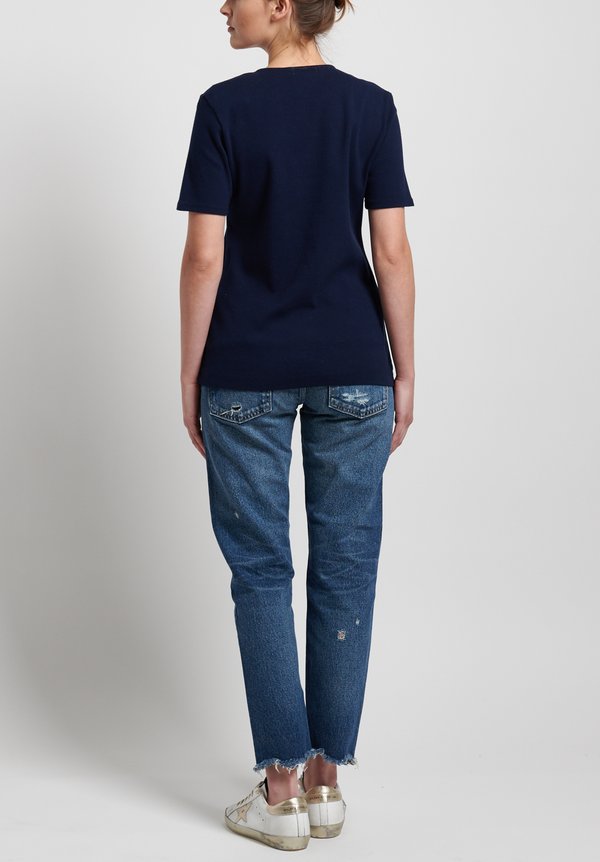 GRP1 Knits Cotton Shaped Tee in Navy	