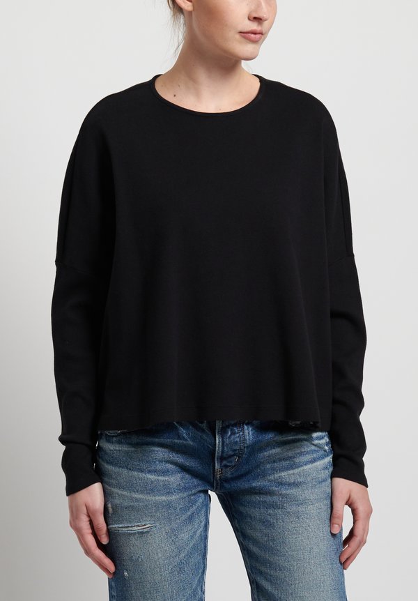 GRP1 Knits Cotton Oversized Cropped Pullover in Black	