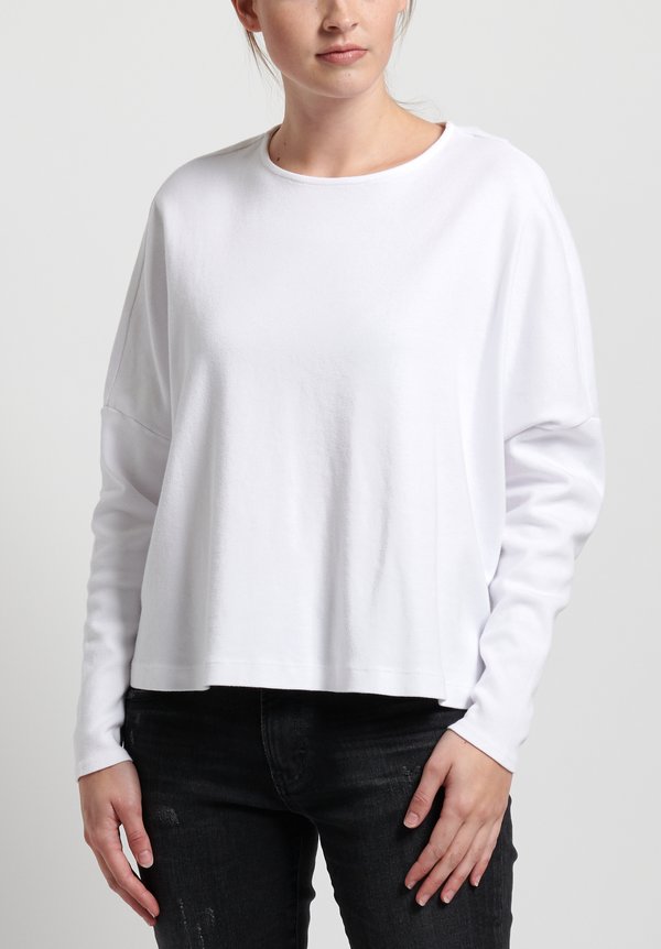 GRP1 Knits Cotton Oversized Cropped Pullover in White	