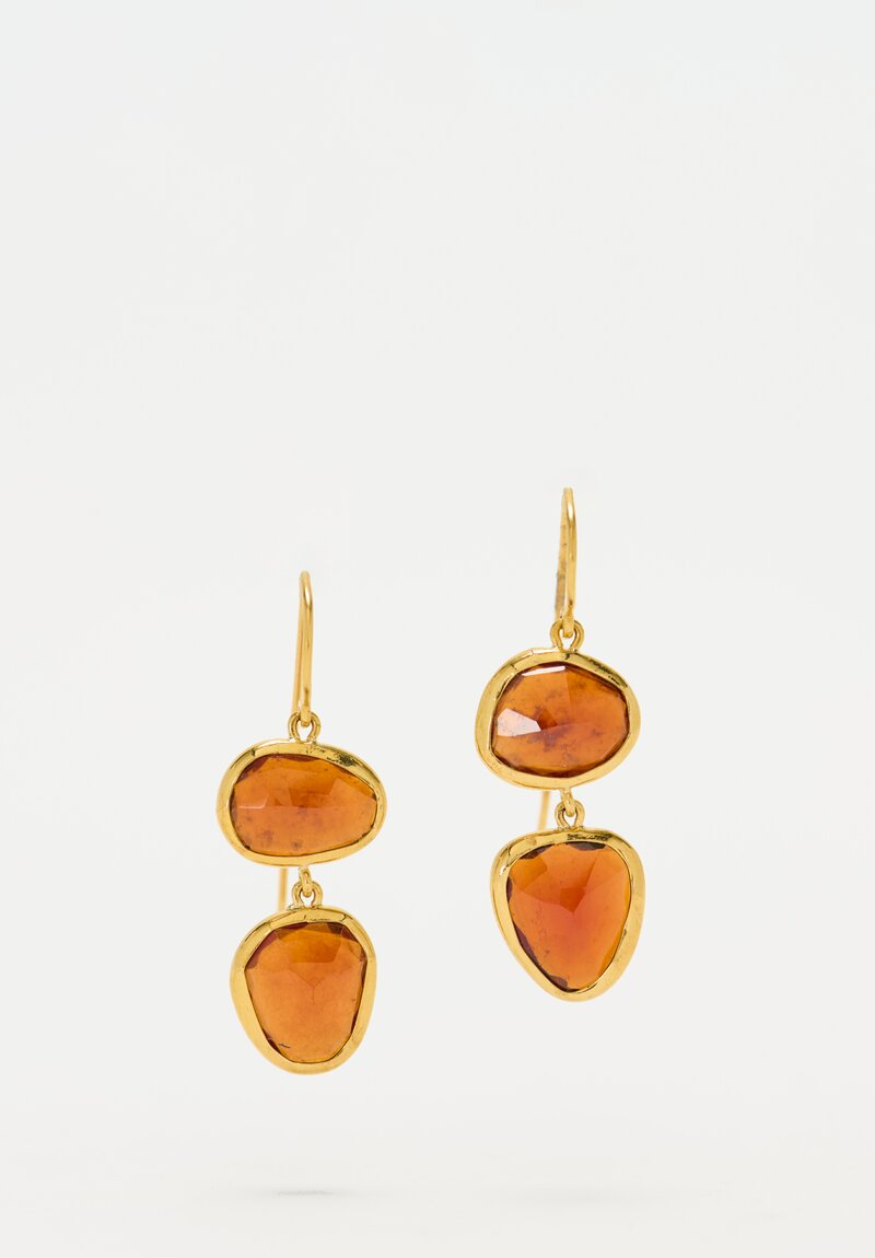 Greig Porter 22K & Spessartine Garnet Double Drop Earrings