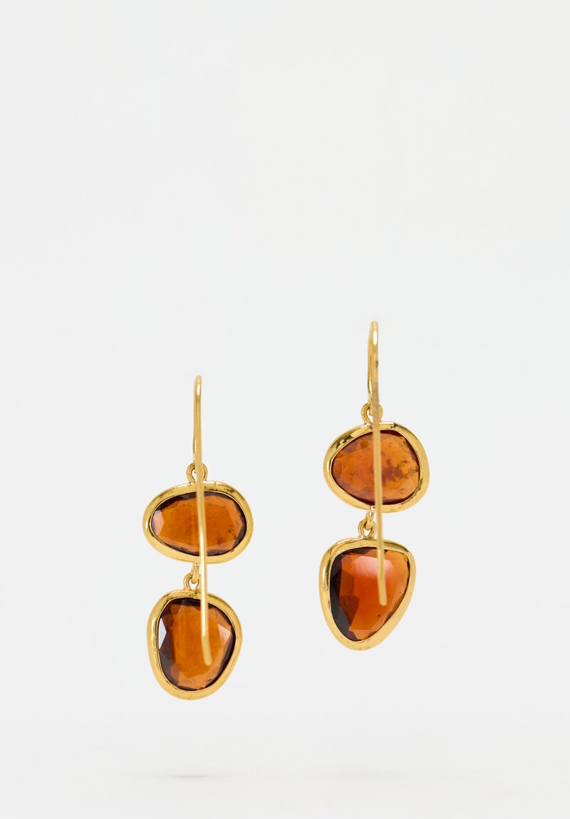 Greig Porter 22K & Spessartine Garnet Double Drop Earrings