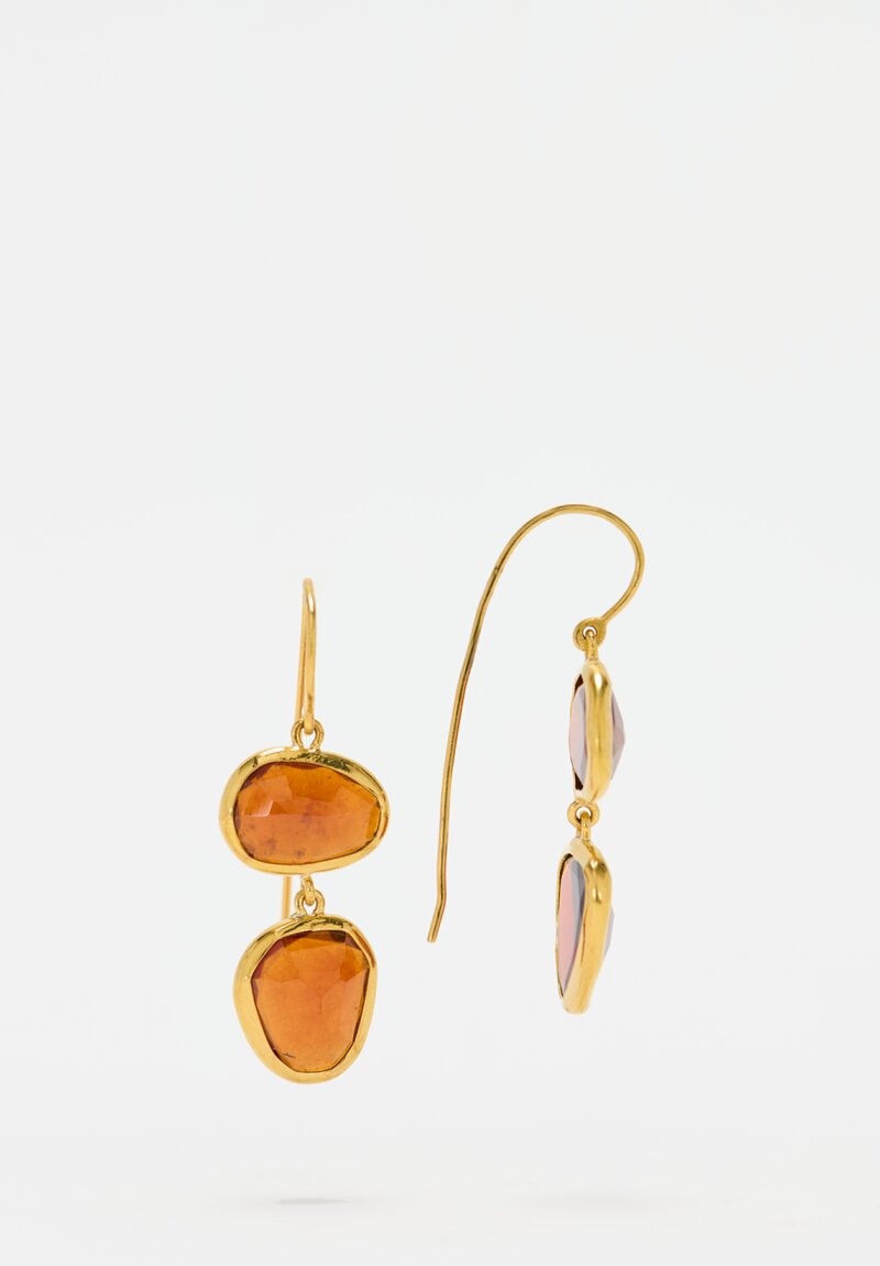 Greig Porter 22K & Spessartine Garnet Double Drop Earrings