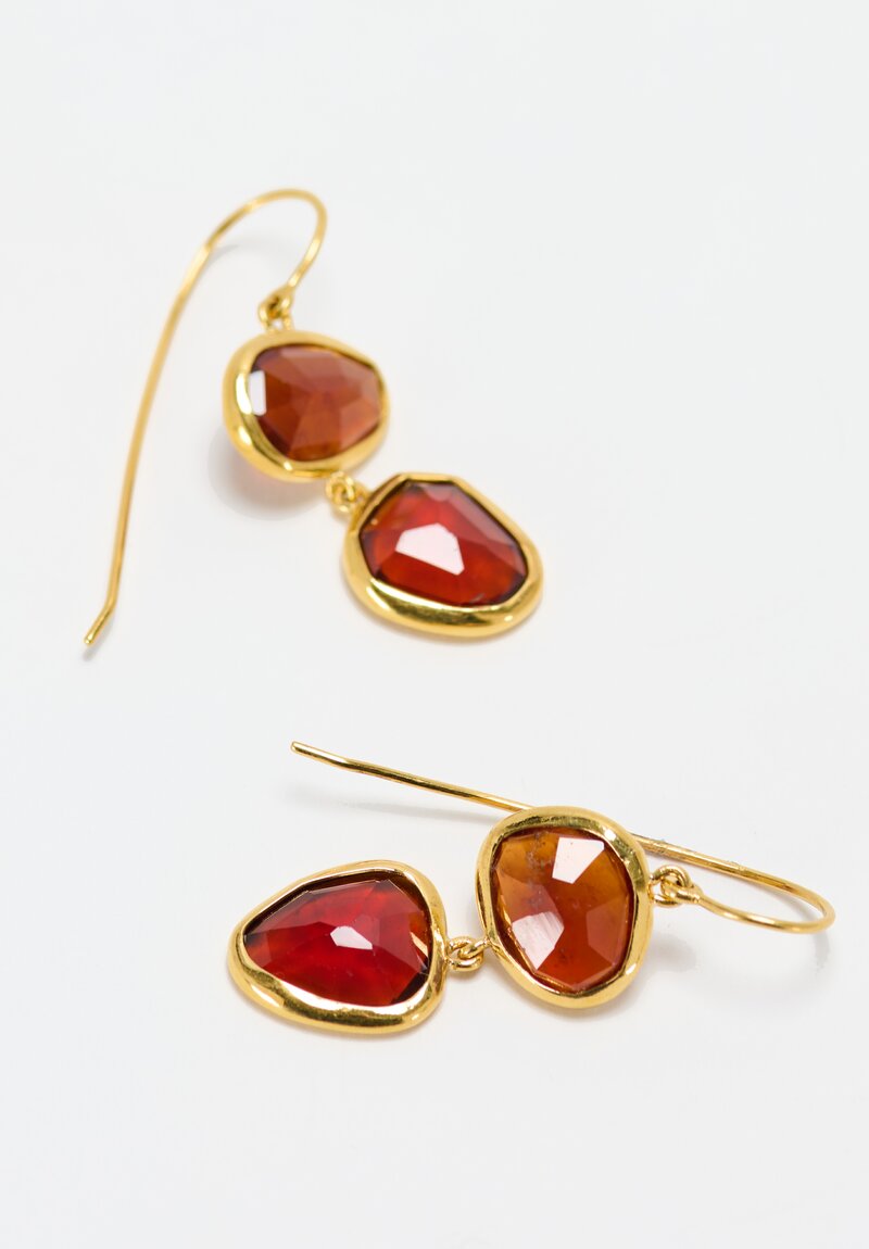 Greig Porter 22K & Spessartine Garnet Double Drop Earrings