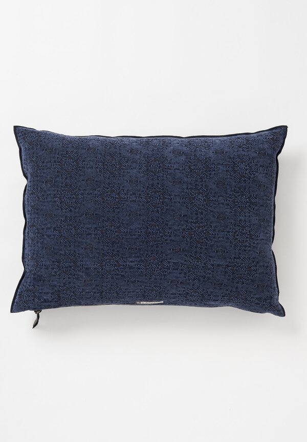 Maison de Vacances Large, Stone Washed Jacquard Pillow in Kilim Bleu Nuit