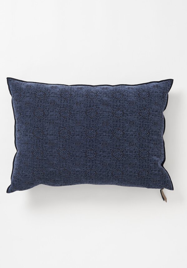 Maison de Vacances Large, Stone Washed Jacquard Pillow in Kilim Bleu Nuit