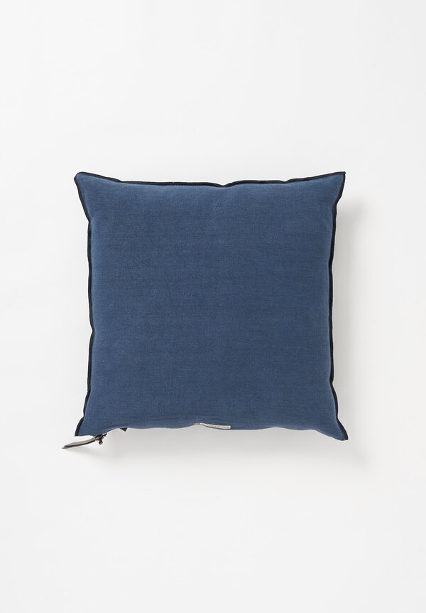 Maison de Vacances Square, Stone Washed Linen Pillow in Bleu Nuit	