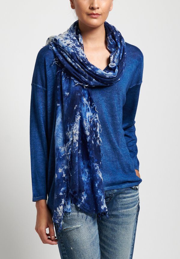 Avant Toi Cashmere Camouflage Felted Scarf in Denim	