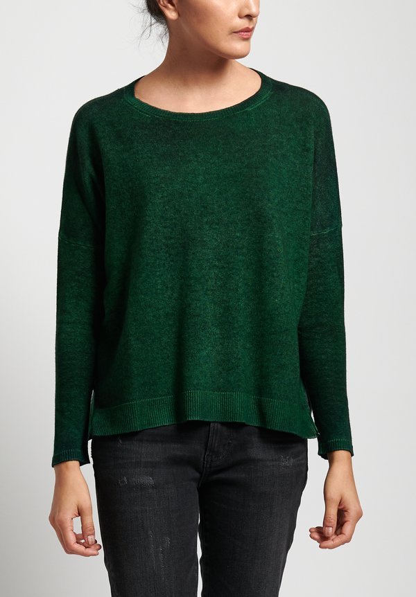 Avant Toi Lightweight Oversized Cashmere Sweater in Nero/ Smeraldo