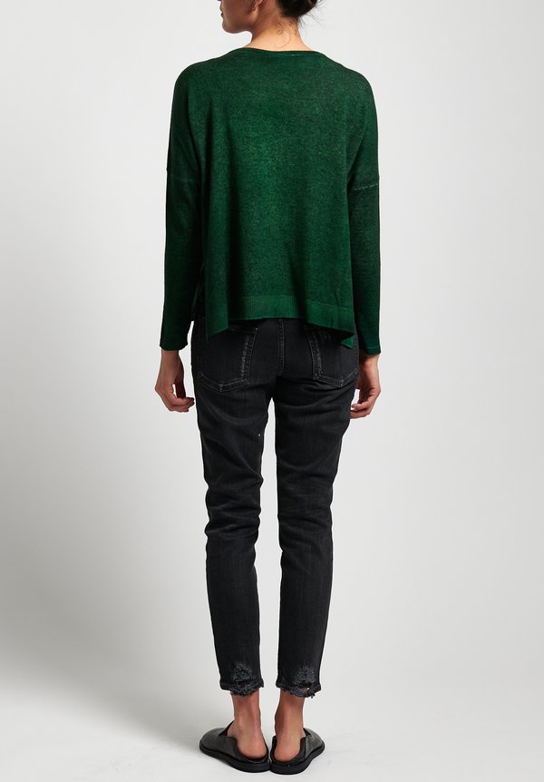 Avant Toi Lightweight Oversized Cashmere Sweater in Nero/ Smeraldo