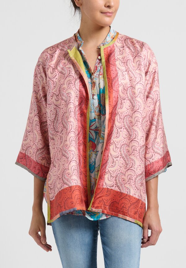 Etro Silk Paisley Print Reversible Jacket in Pink