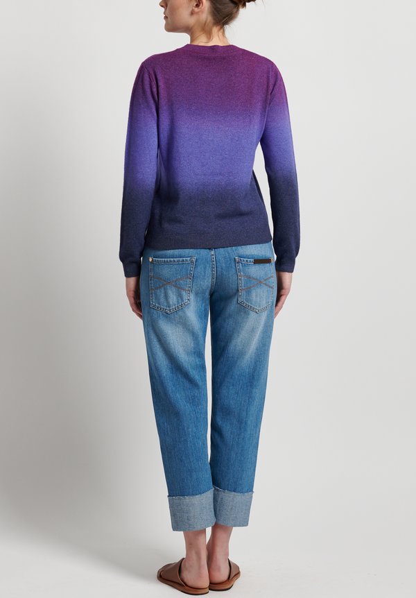 Etro Wool/ Cashmere Crew Neck Sweater in Purple