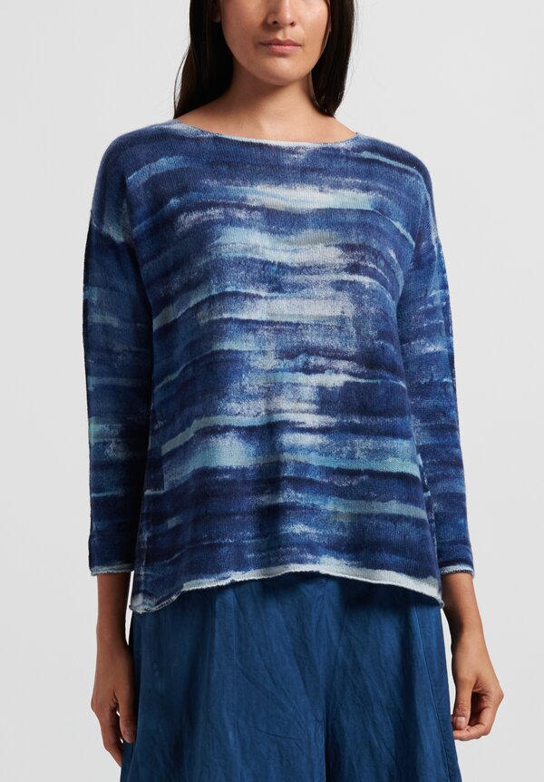 f Cashmere Hand Painted Sweater in Navy	