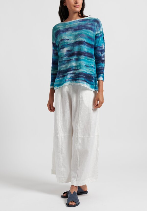 f Cashmere Hand Painted Sweater in Aqua