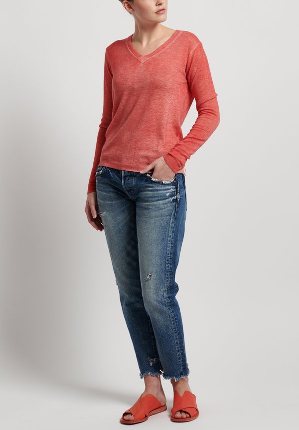 f Cashmere Flapper V-Neck Sweater in Red