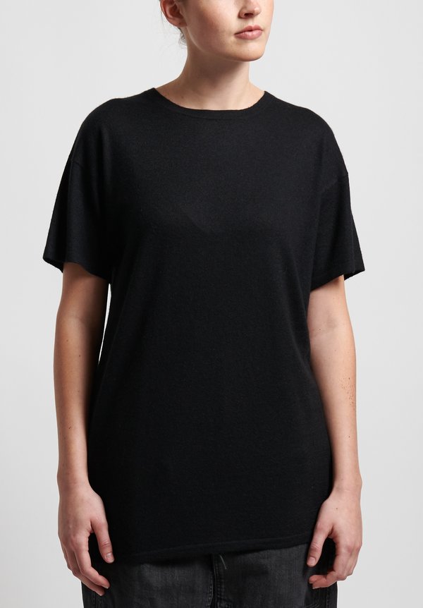 Frenckenberger Cashmere Normal T-Shirt in Black