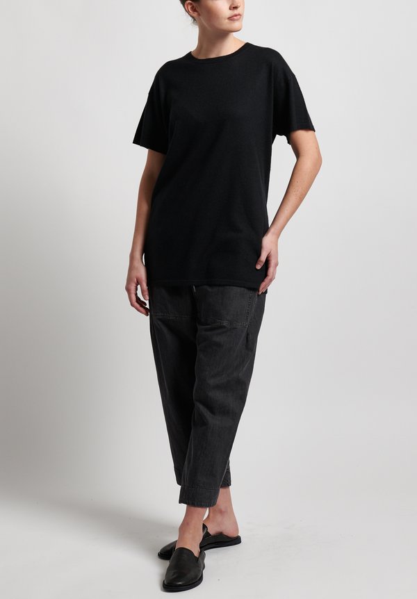 Frenckenberger Cashmere Normal T-Shirt in Black