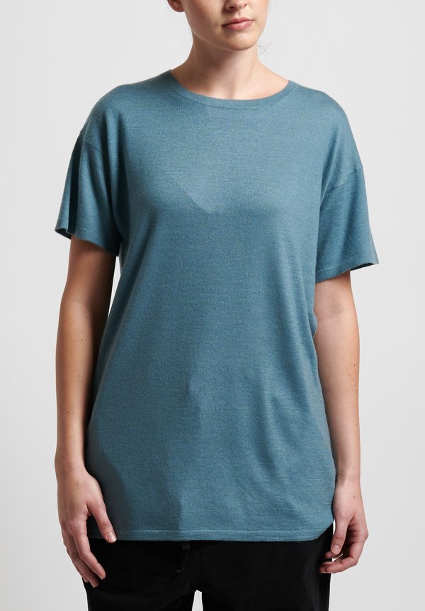 Frenckenberger Cashmere Normal T-Shirt in Sky Blue