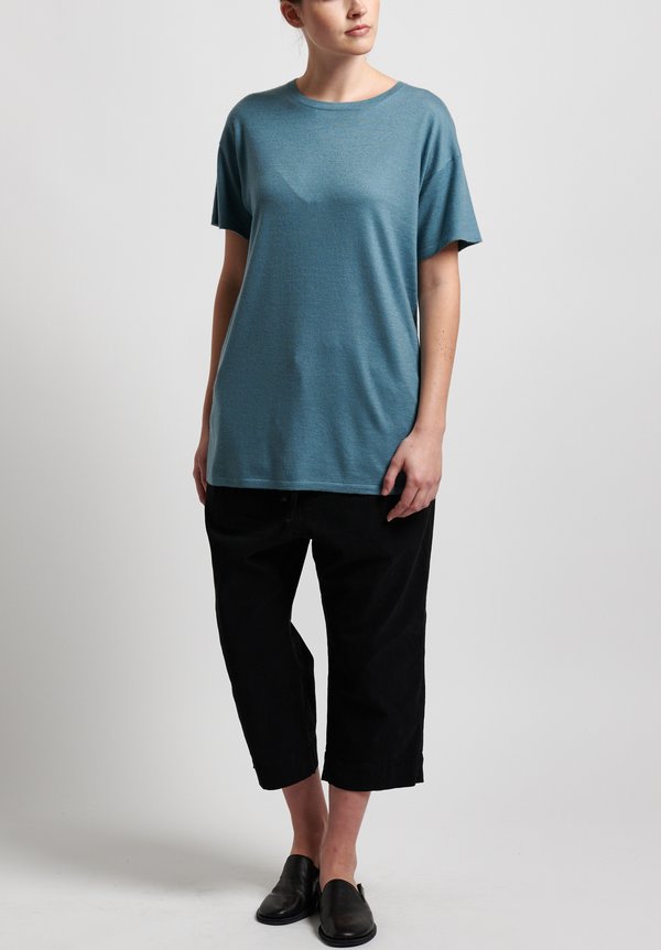 Frenckenberger Cashmere Normal T-Shirt in Sky Blue