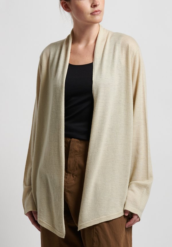 Frenckenberger Cashmere Simple Cardigan in Chalk